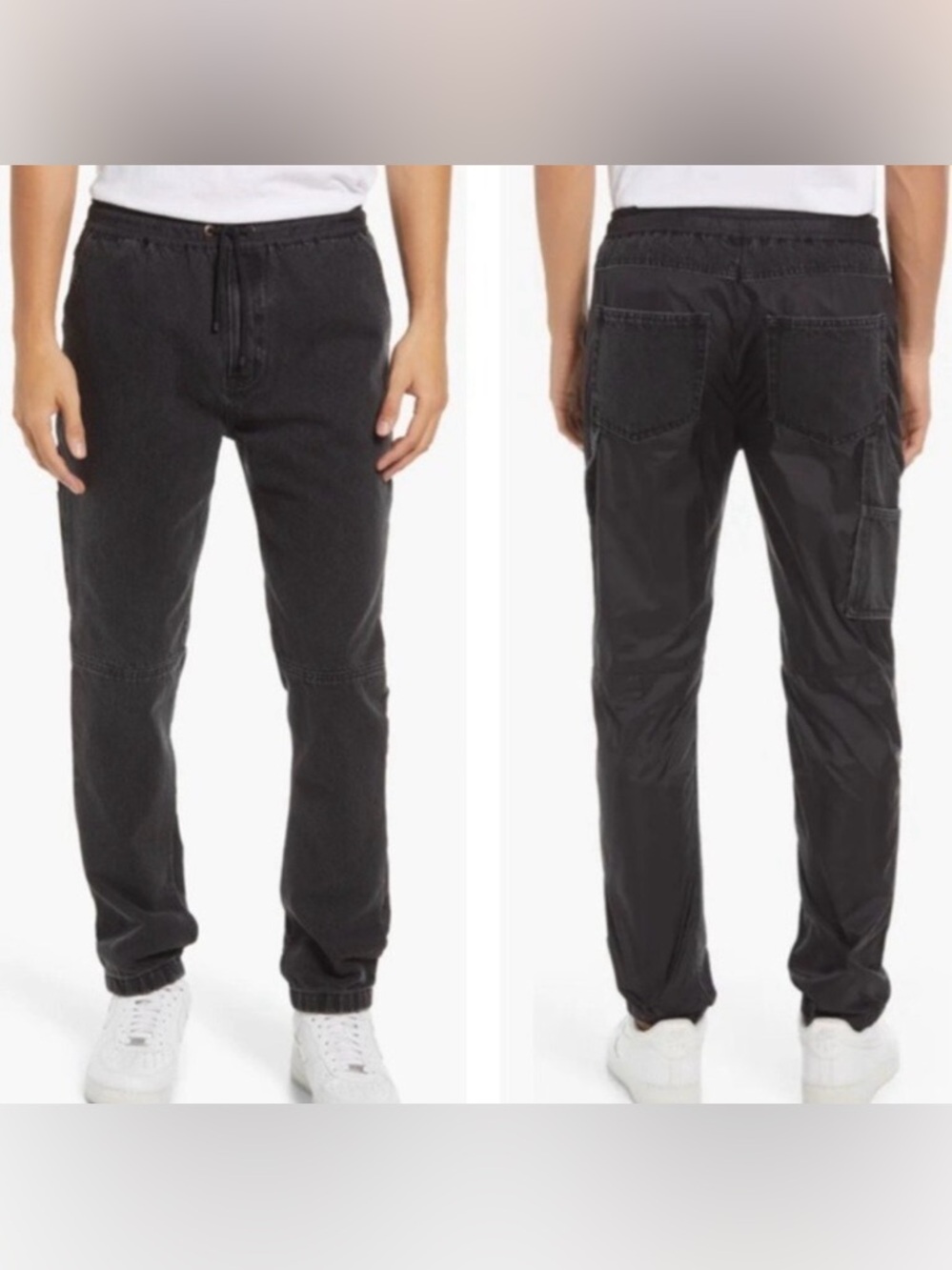 Frame Mens Denim & Nylon Joggers Size Large Streetwear Urban Grunge Black Emo